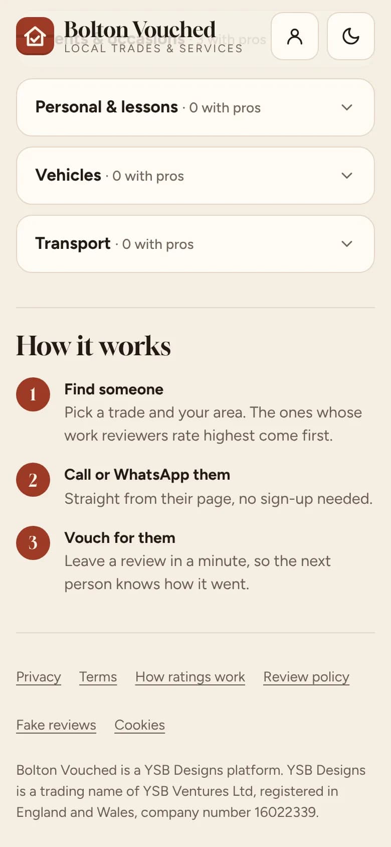 How it works, with step three: leave a review