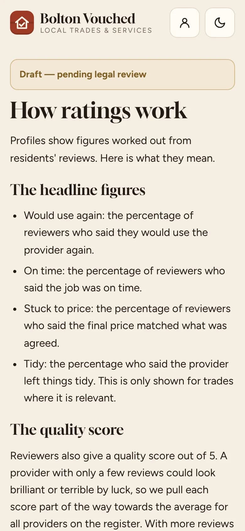 The How ratings work page